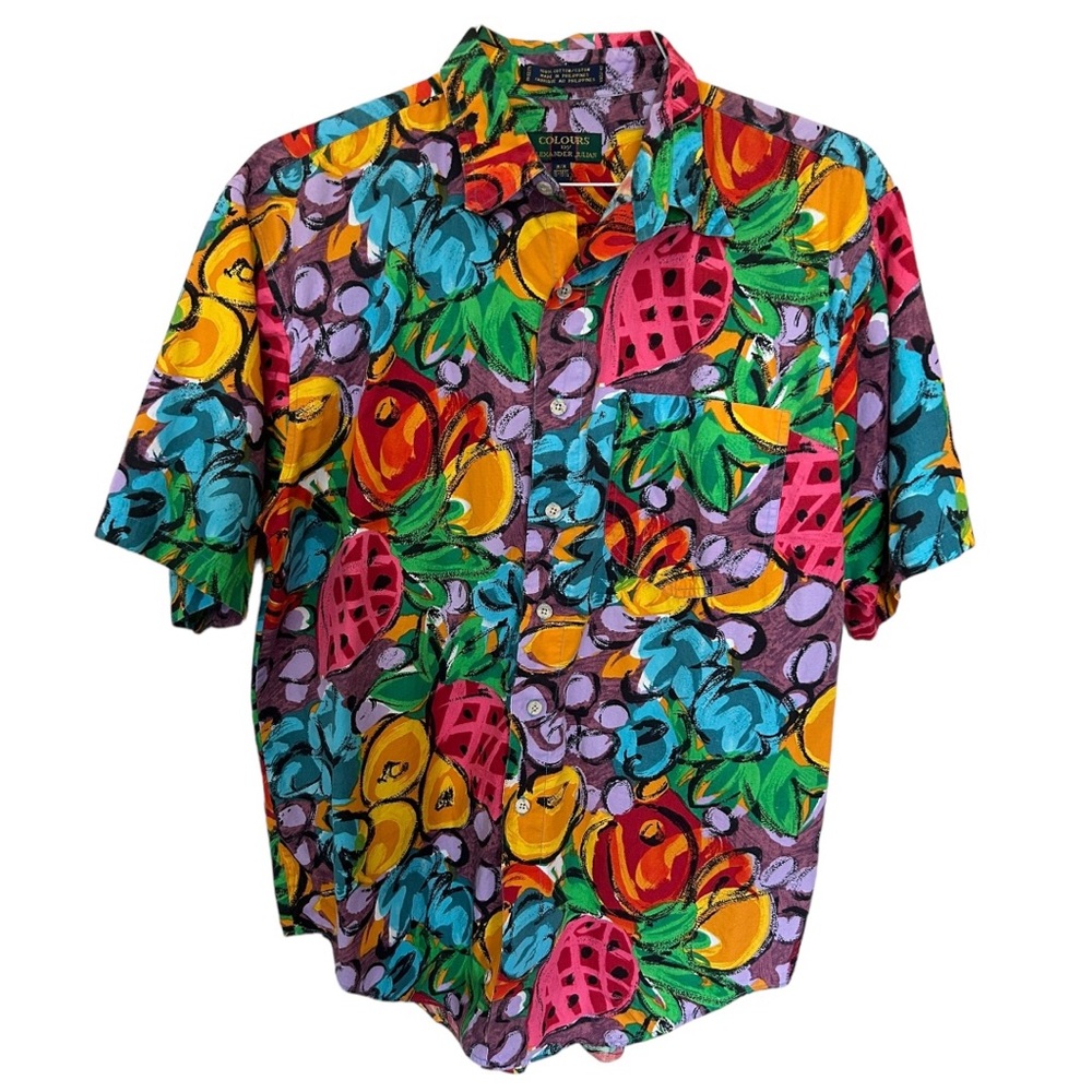 Vintage Rare Colours by Alexander Julian Floral Art 15-15.5 Button Shirt
